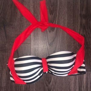 VSHA M Blk/White/Red Striped Bikini Bra E38